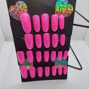 HAND PAINTED PRESS ON NAILS, LONG OVAL, 24 NAILS